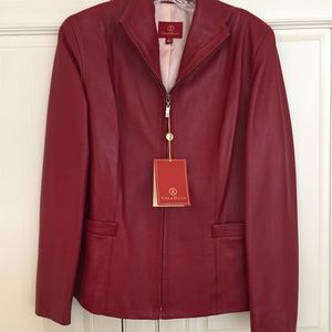 NWT Cole Haan Red Lamb Skin Leather Jacket